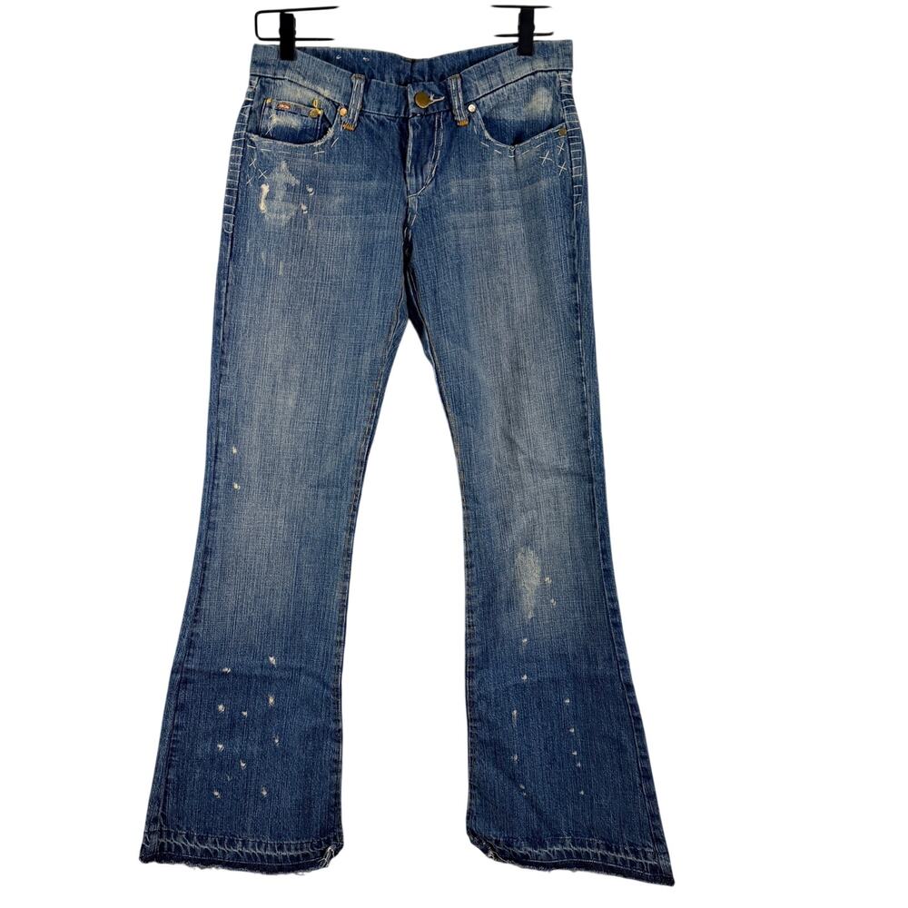 NWT Joe's Jeans Women The Rocker Skinny Flare Distressed Paint Splatter Jeans 28